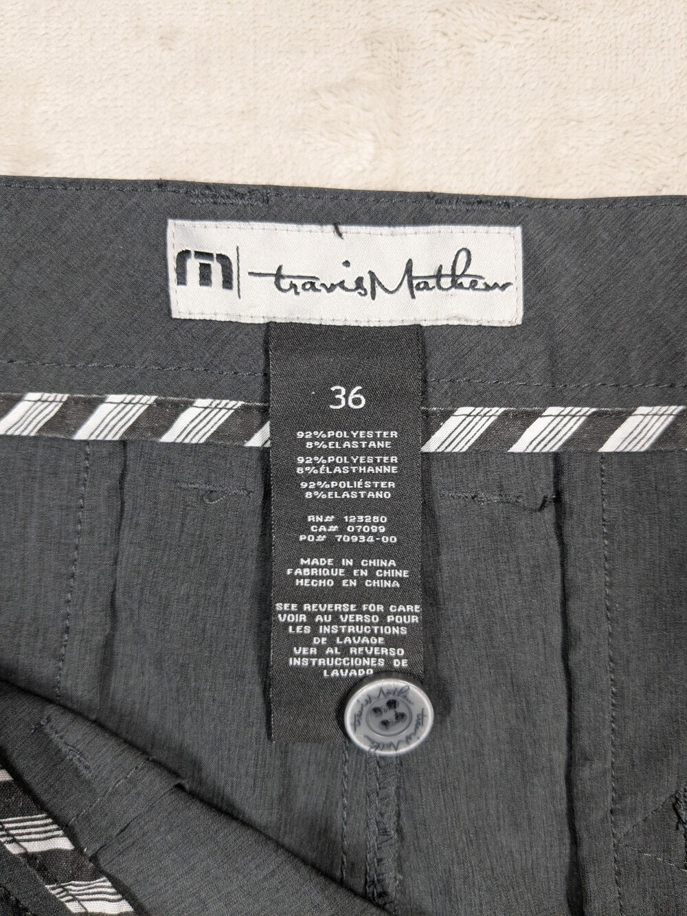 TravisMathew Golf Shorts Mens 36 Gray Heathered Performance Stretch Flat Front - Picture 9 of 11